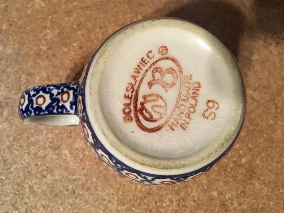 VINTAGE BOLESLAWIEC POLISH FLORAL DAISY DESIGN POTTERY MUG/CUP - photo 5