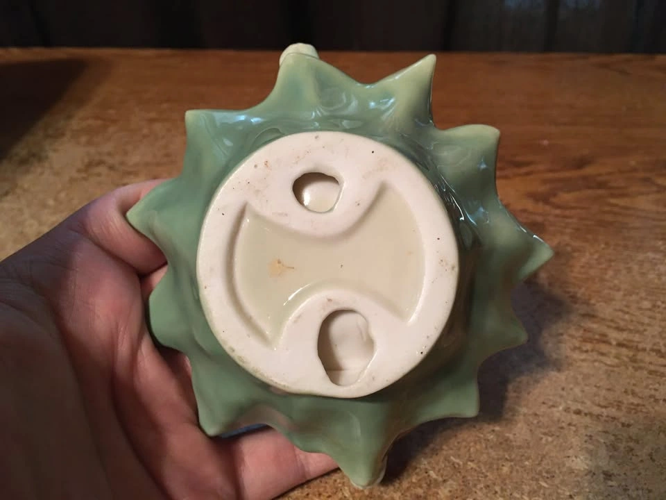 Small Porcelain Handled Basket White Green Flower Silver Tone Ou - photo 4