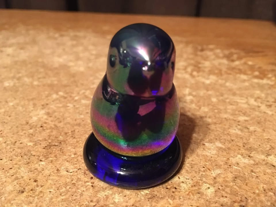 1990 Rainbow Bird Bluebird Leo Ward Carnival Glass 2" - photo 2