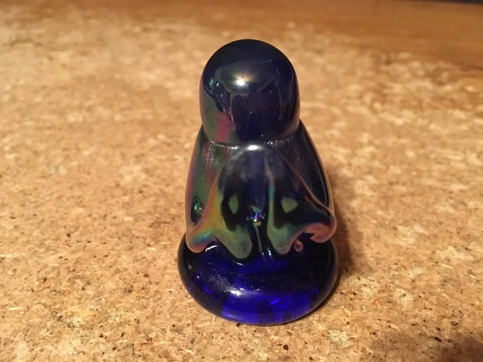 1990 Rainbow Bird Bluebird Leo Ward Carnival Glass 2" - photo 4