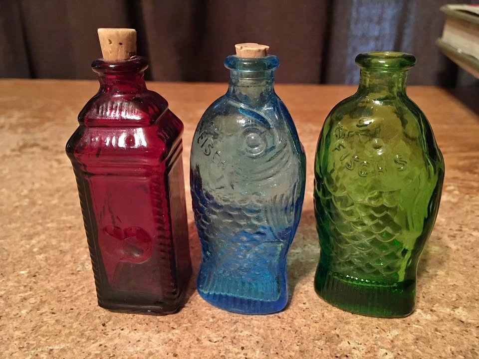 LOT OF 3 DR. FISCH'S BITTERS GLASS FISH BOTTLES WHEATON BERRING'