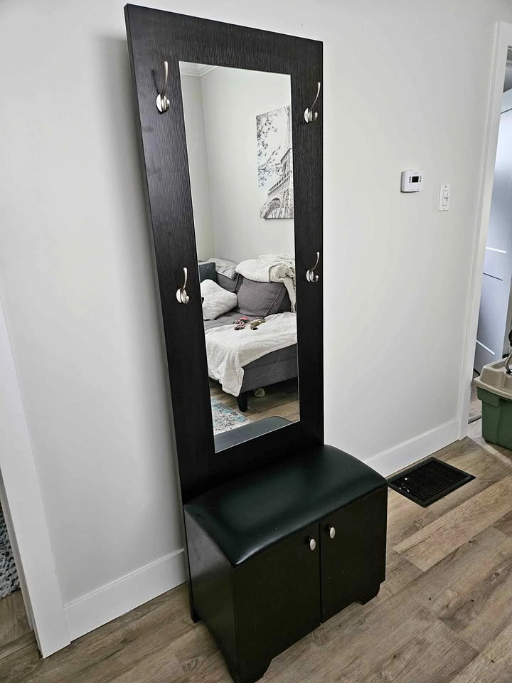 Hall Tree with Mirror and Storage Bench