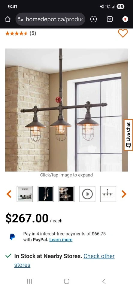 Industrial 3-Light Ceiling Fixture - Pipe Design - photo 5