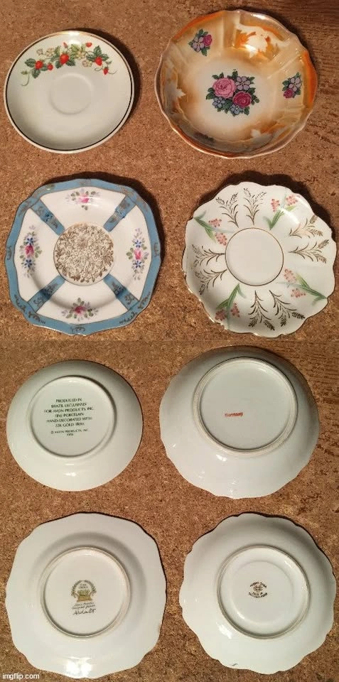 LOT OF 15 PLATES DISHES FLOWERS FLORAL ROSES BUTTERFLIES & MORE - photo 2
