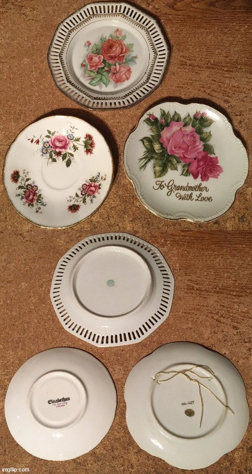 LOT OF 15 PLATES DISHES FLOWERS FLORAL ROSES BUTTERFLIES & MORE - photo 3