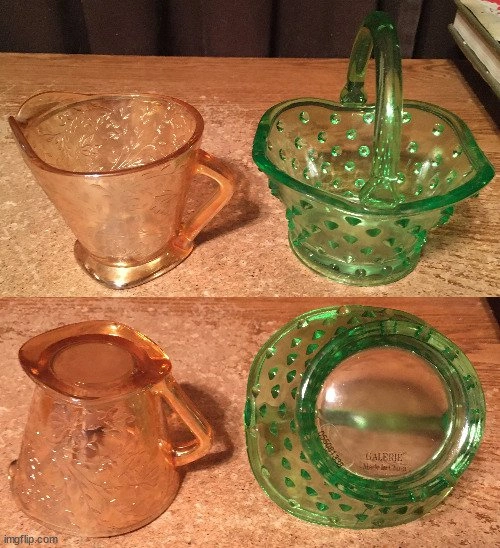 Lot of 12 Colored Glass Bowls, Vases & Plates - photo 5
