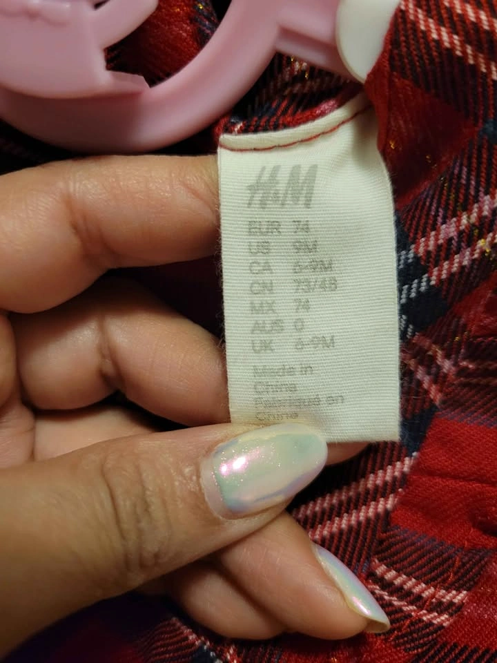 H&M Red Plaid Baby Dress 6-9M - photo 3