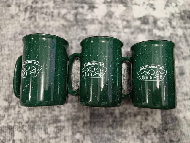 Set of 3 Green Speckled Camp Mugs