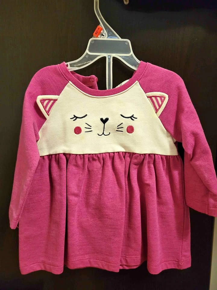 George Baby Pink Cat Face Dress 6-12M