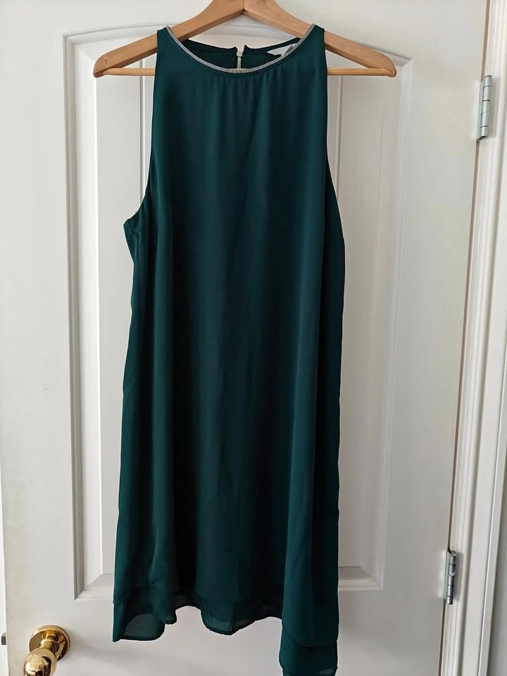Green Dress with Neck Detail Size 14