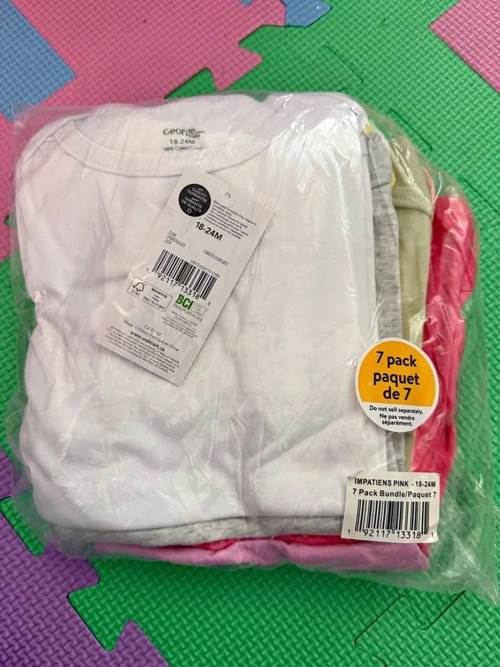 Baby Girl Short Sleeve Bodysuit 7 Pack 18-24 Months