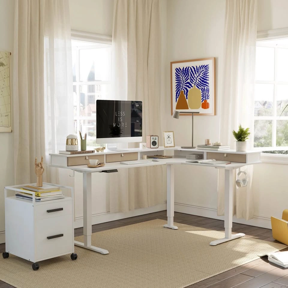 Fezibo Triple Motor L Shaped Standing Desk White 63"x48" - photo 5