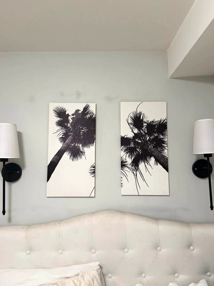 Palm Tree Black and White 2-Piece Canvases