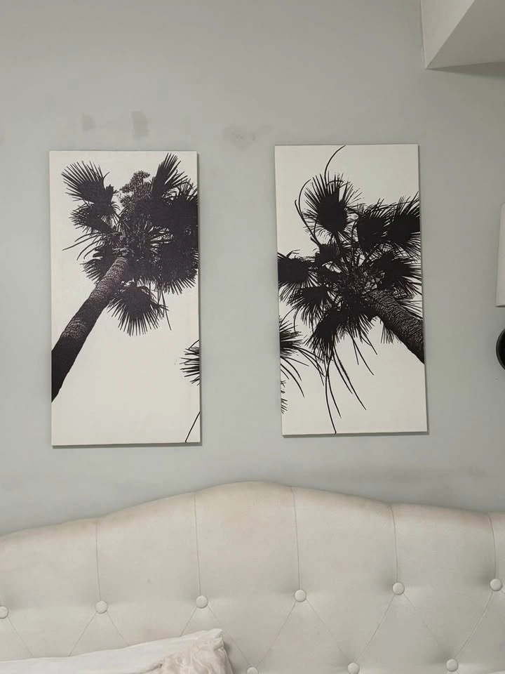 Palm Tree Black and White 2-Piece Canvases - photo 2