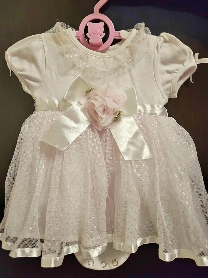 Baby Girl White Dress Bodysuit 6M