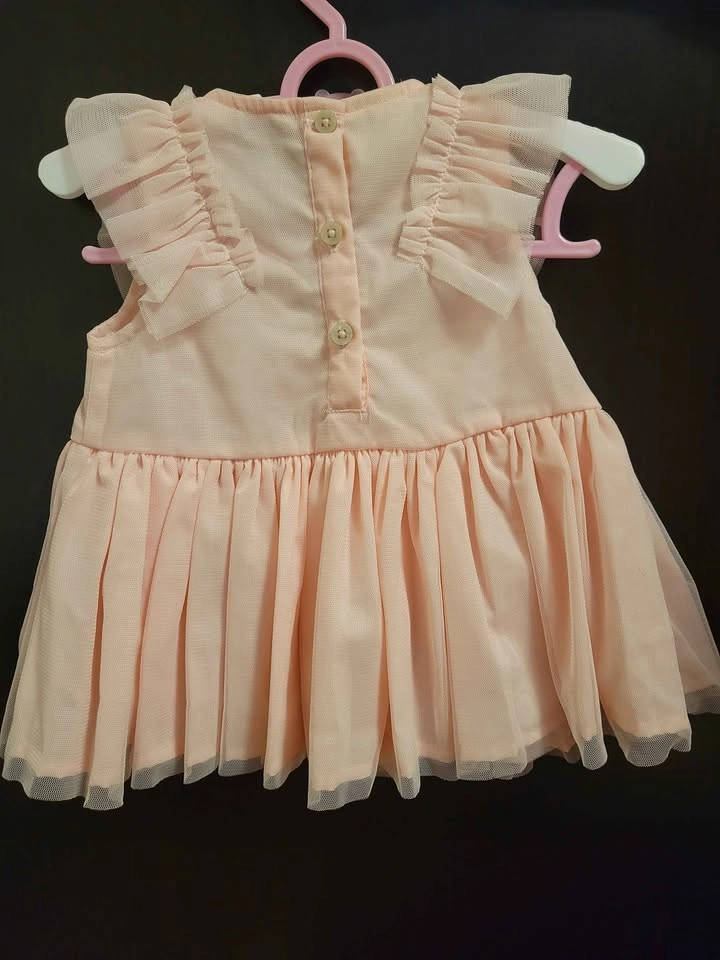 Pink Embroidered Ruffled Baby Dress 0-3 Months - photo 2