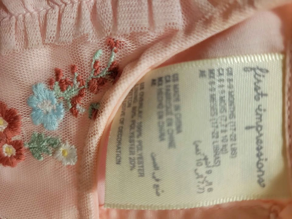Pink Embroidered Ruffled Baby Dress 0-3 Months - photo 3