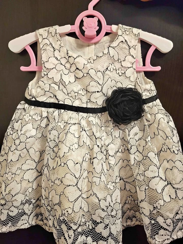 Baby Dress Black Lace White 3-6M