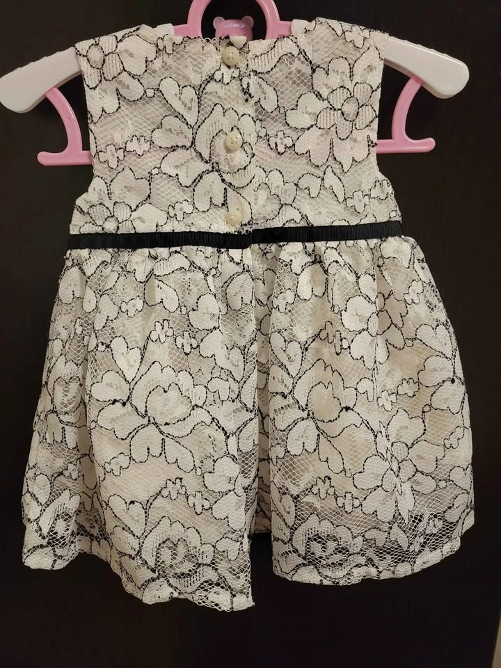 Baby Dress Black Lace White 3-6M - photo 2