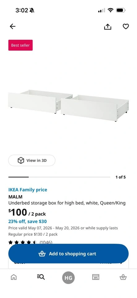 Queen MALM bed with 2 drawers - photo 2