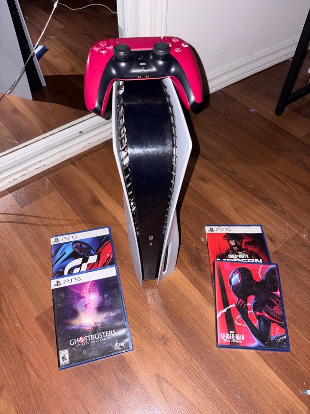 PS5 Bundle – Cosmic Red Controller + 4 Games – $600