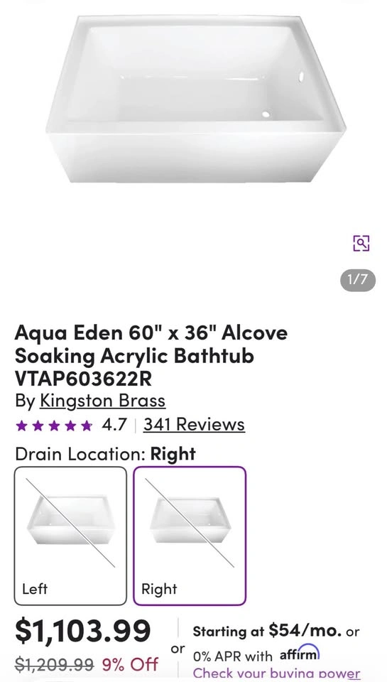 Kingston Brass 60" Alcove Soaking Bathtub - White - photo 3