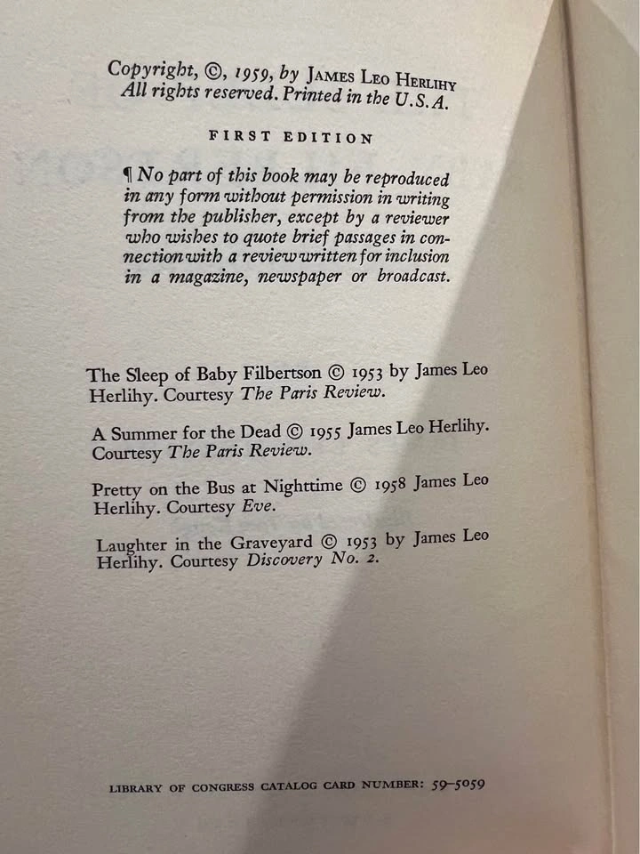 First edition The Sleep of Baby Filbertson by James Leo Herlihy - photo 3
