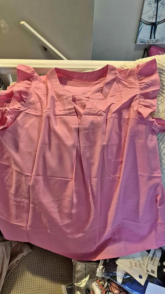 BluBoo Pink Ruffle Sleeve Blouse 2XL