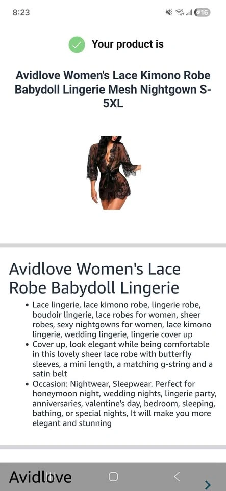 Avidlove Women's Lace Kimono Robe Babydoll Lingerie XXL - photo 2