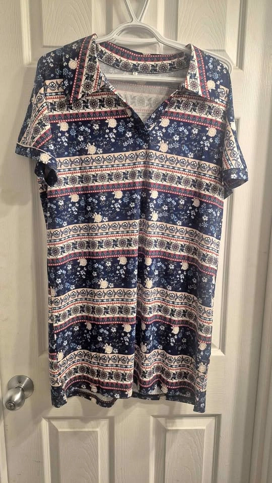 Floral Pattern Short Sleeve Shirt Size M