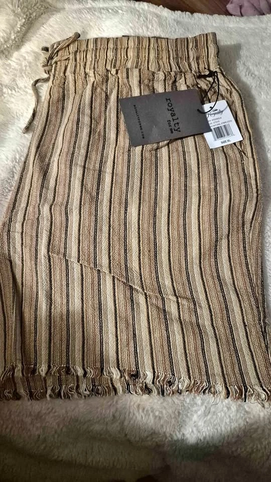 Royalty for Me Striped Linen-Blend Shorts XL