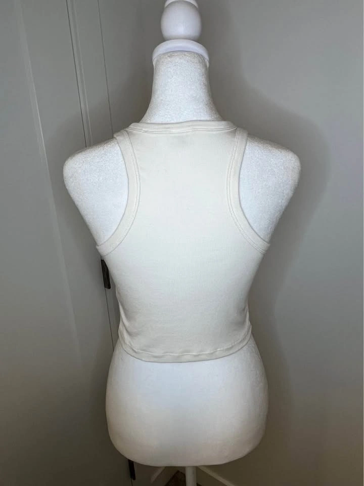 SUNDAY BEST Cream Ribbed Crop Tank Top - photo 3