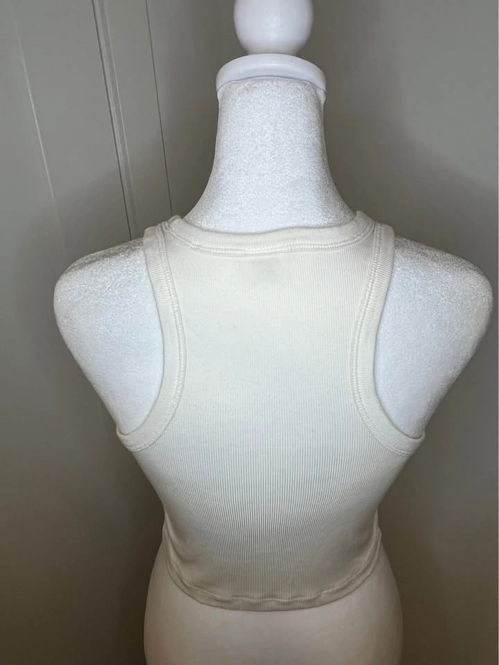 SUNDAY BEST Cream Ribbed Crop Tank Top - photo 4
