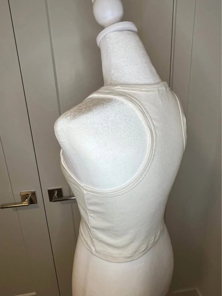 SUNDAY BEST Cream Ribbed Crop Tank Top - photo 5