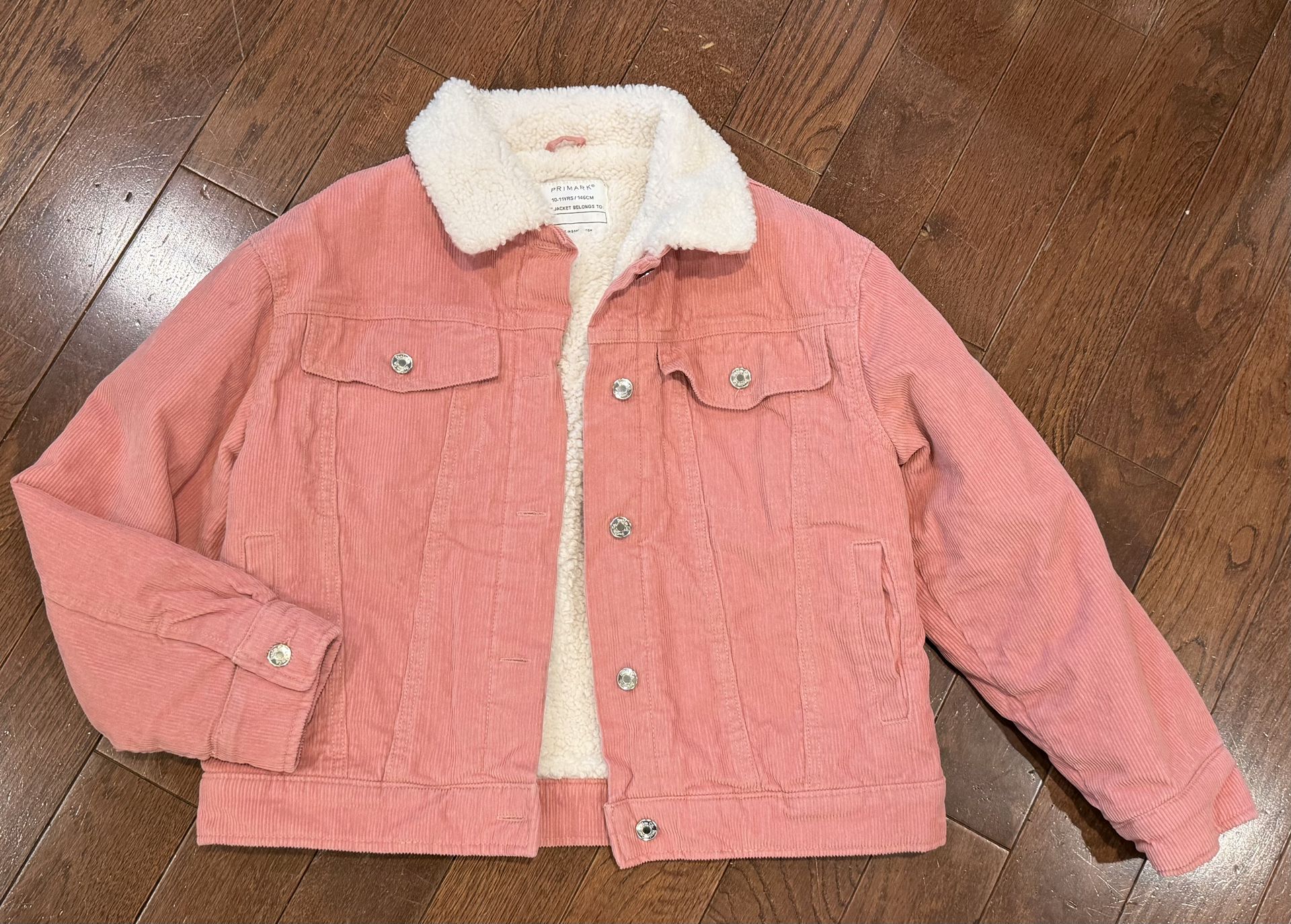 Like New Girl’s Size 10/11 Sherpa Lined Pink Corduroy Jacket $12