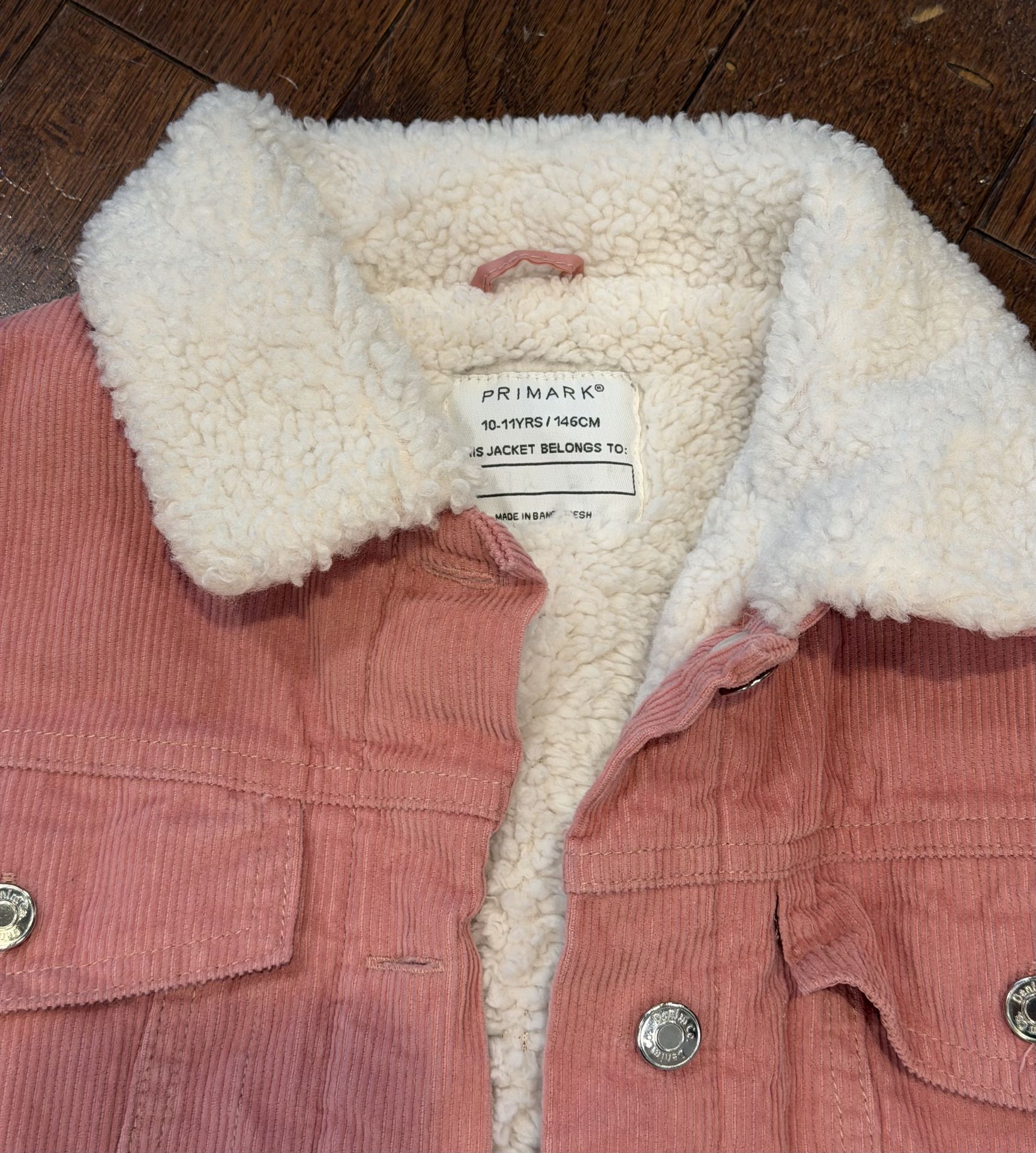 Like New Girl’s Size 10/11 Sherpa Lined Pink Corduroy Jacket $12 - photo 2