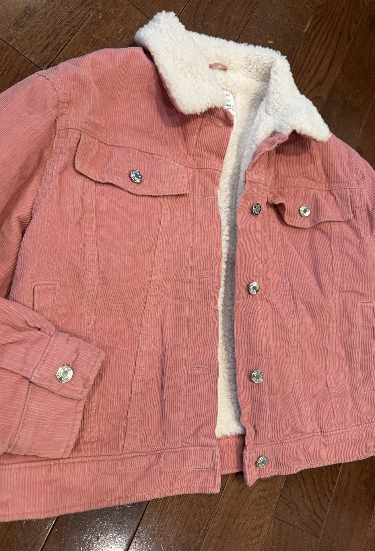 Like New Girl’s Size 10/11 Sherpa Lined Pink Corduroy Jacket $12 - photo 4