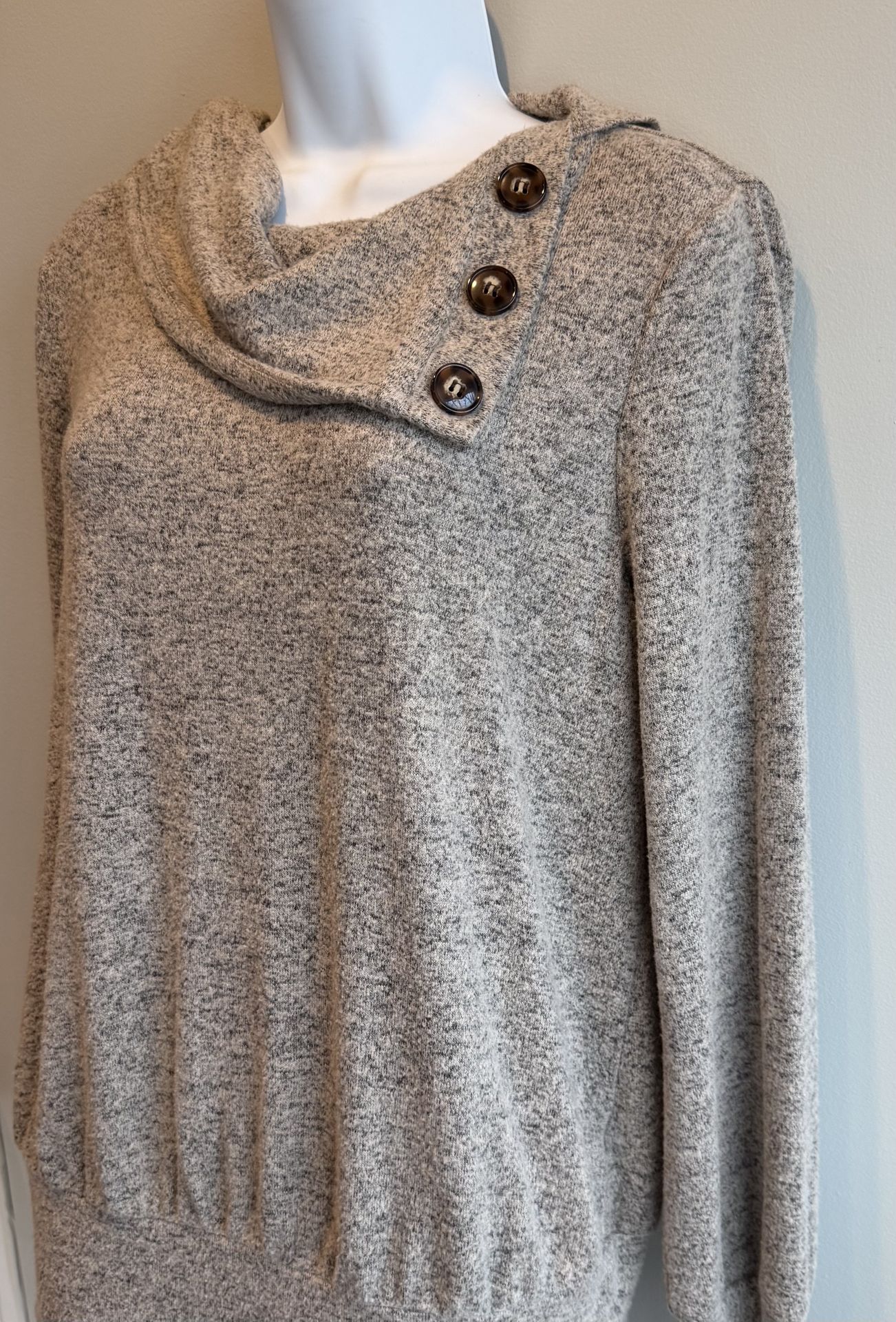 Women's Apt. 9 Soft Cowl Neck Button Sweater - Medium