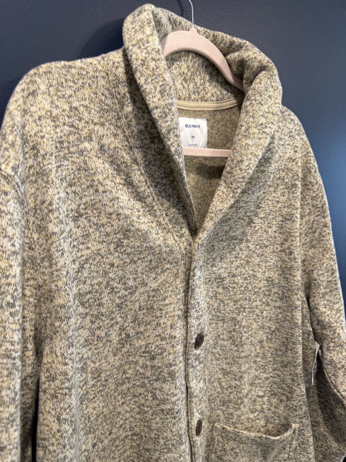 NWT Men's XXL V-neck Cotton Button Down Grandpa's Sweater in Oat