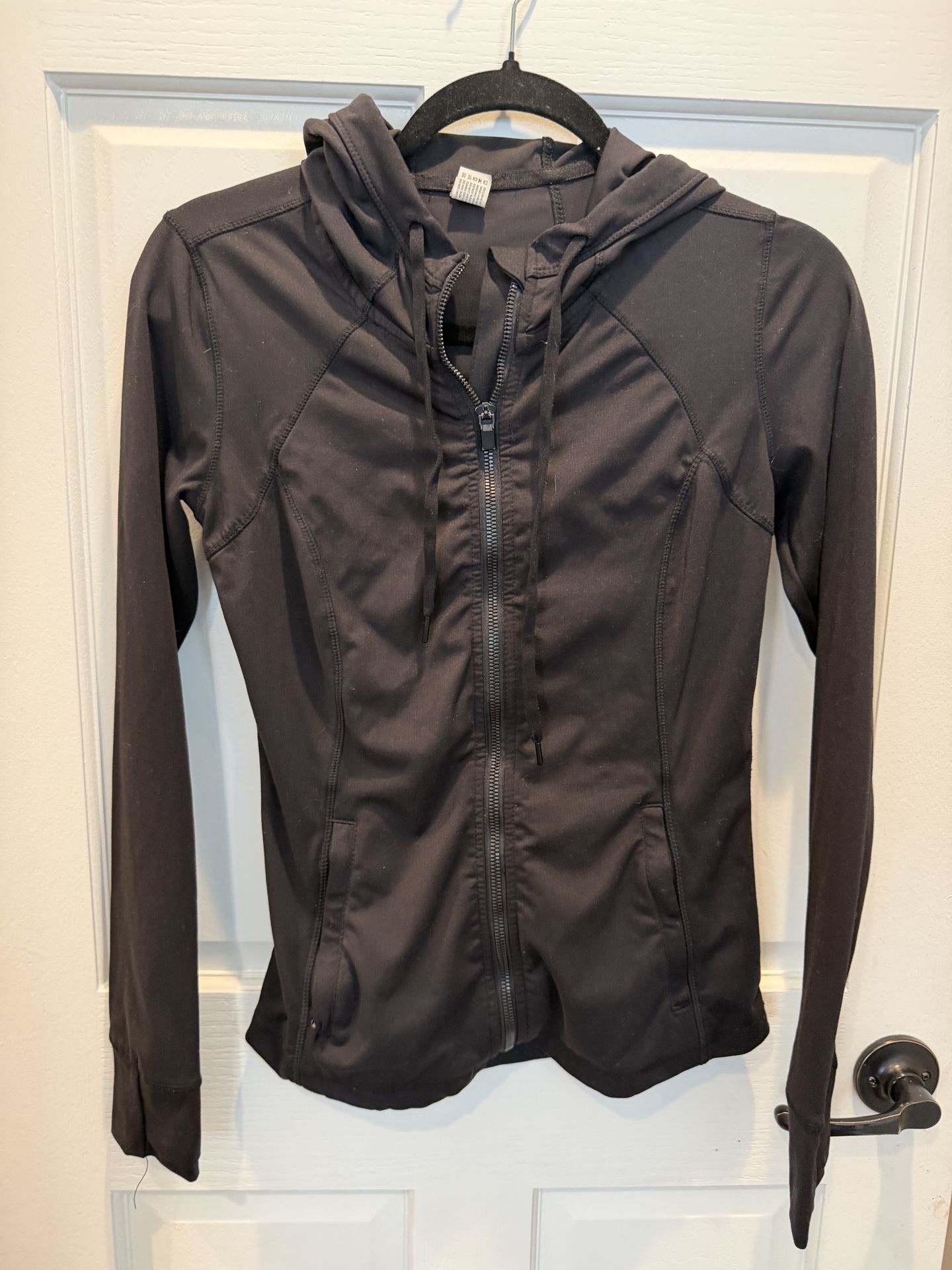 Women's Small Black Athletic Zip Up Jacket w/ Ruching $10