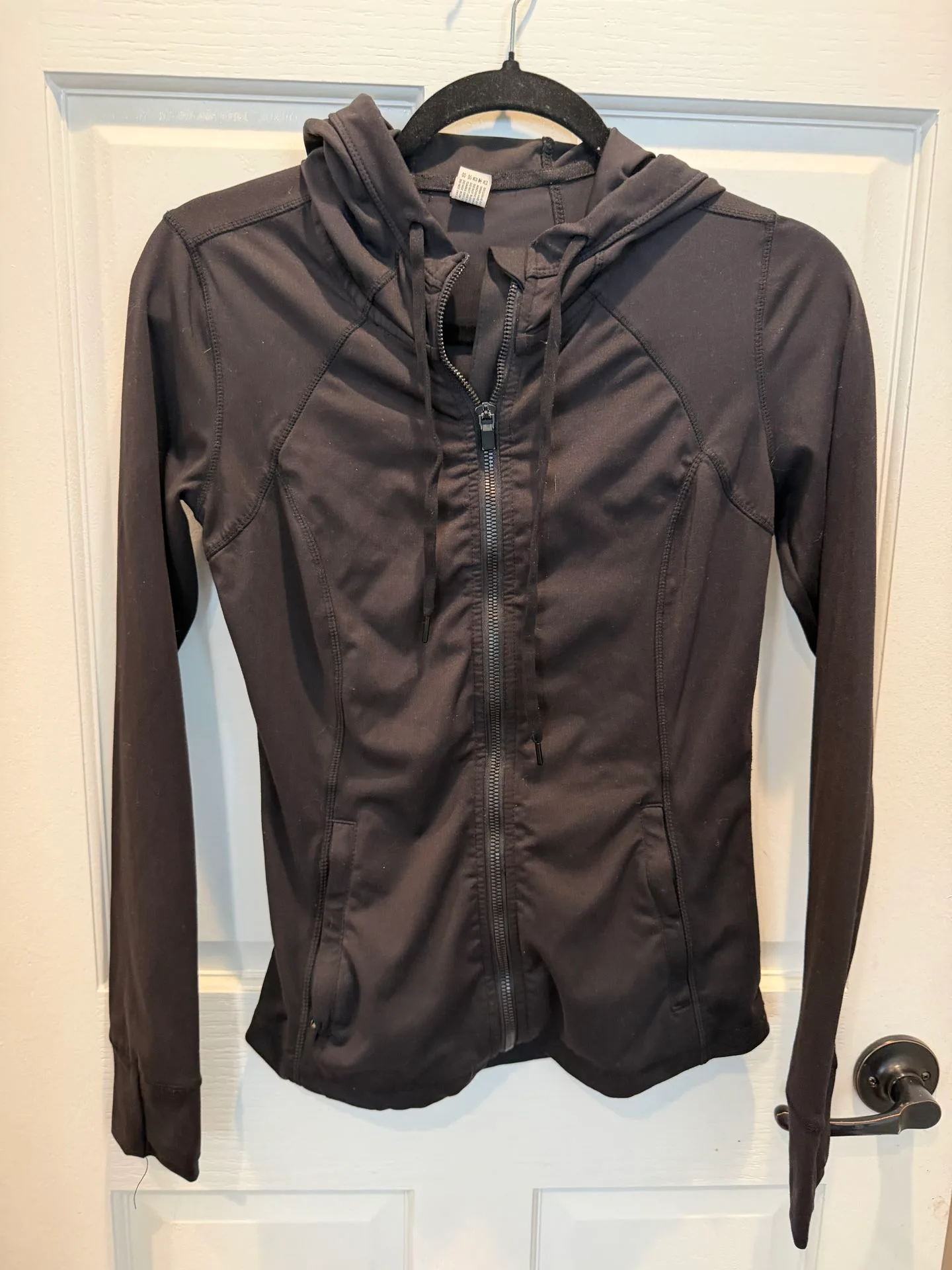 Women's Small Black Athletic Zip Up Jacket w/ Ruching $10
