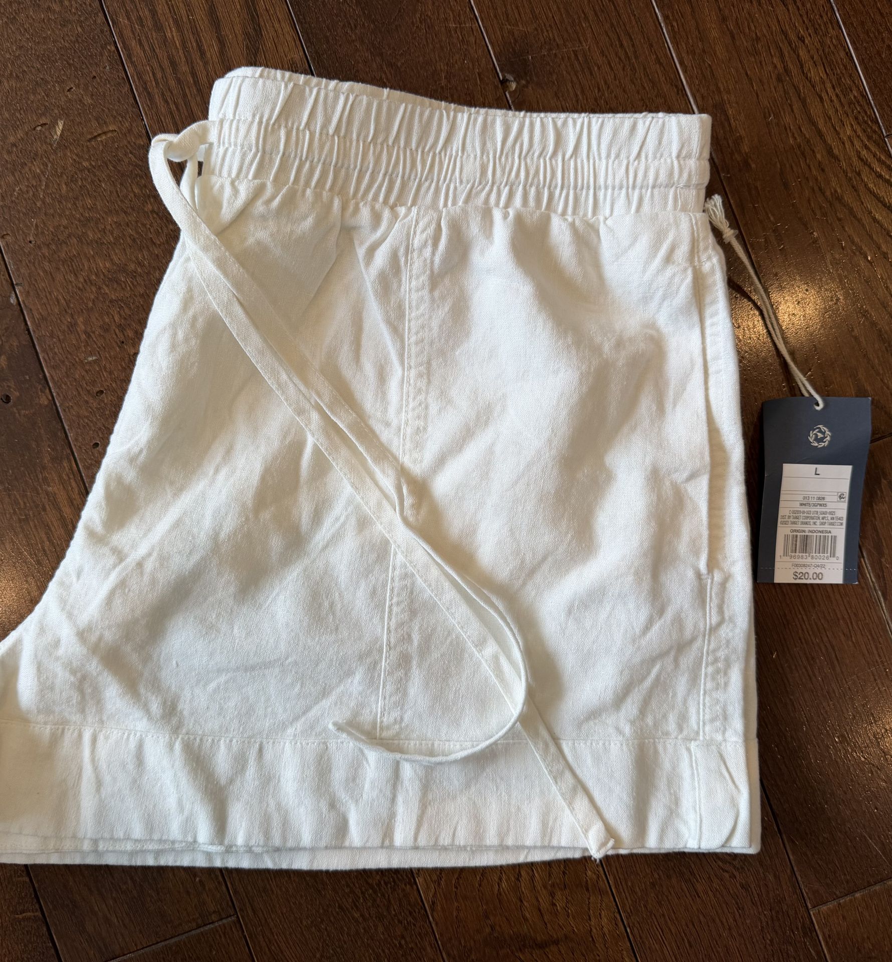 NWT Women’s Size Large White Linen Shorts $12 - photo 3