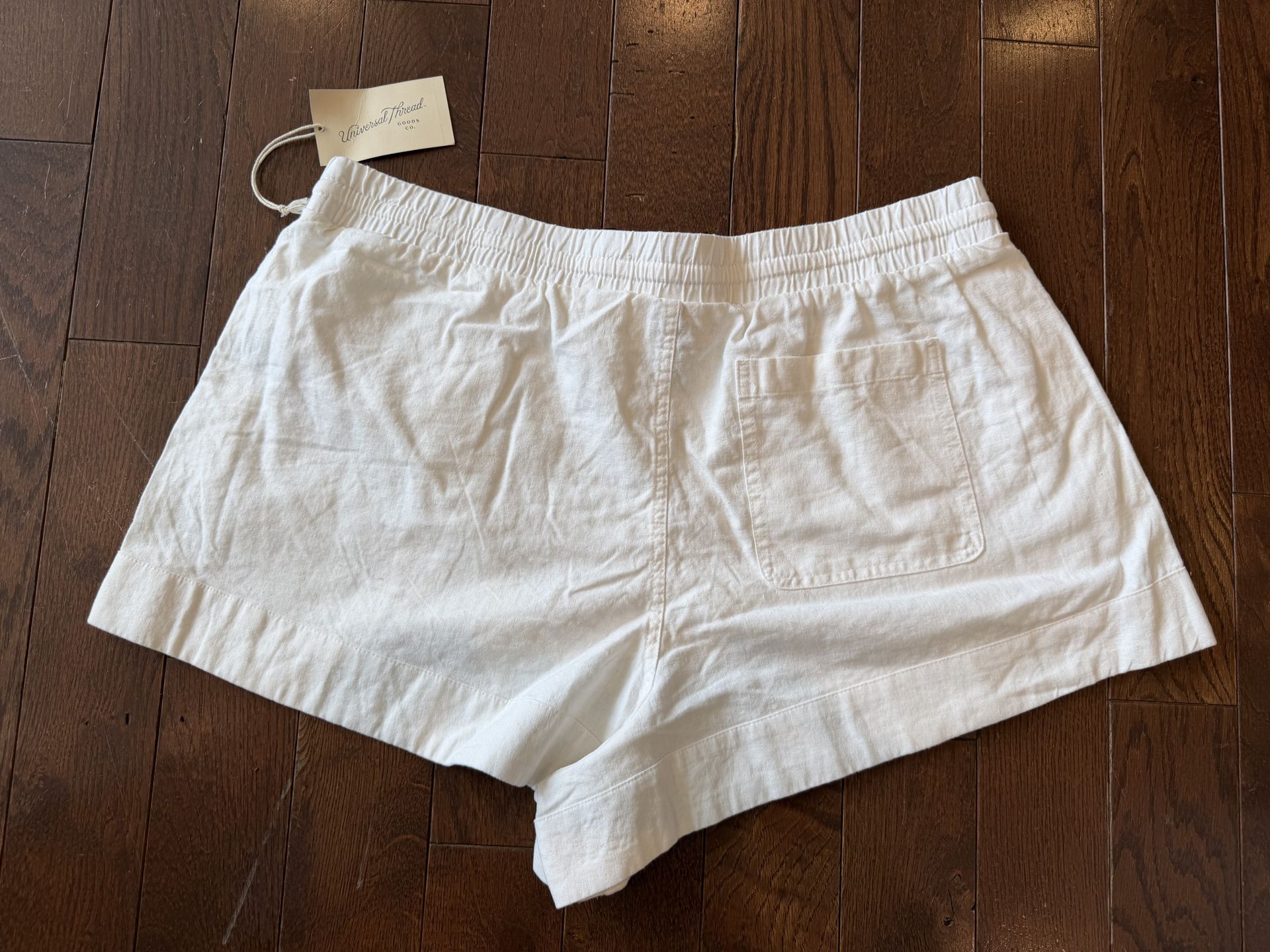 NWT Women’s Size Large White Linen Shorts $12 - photo 4