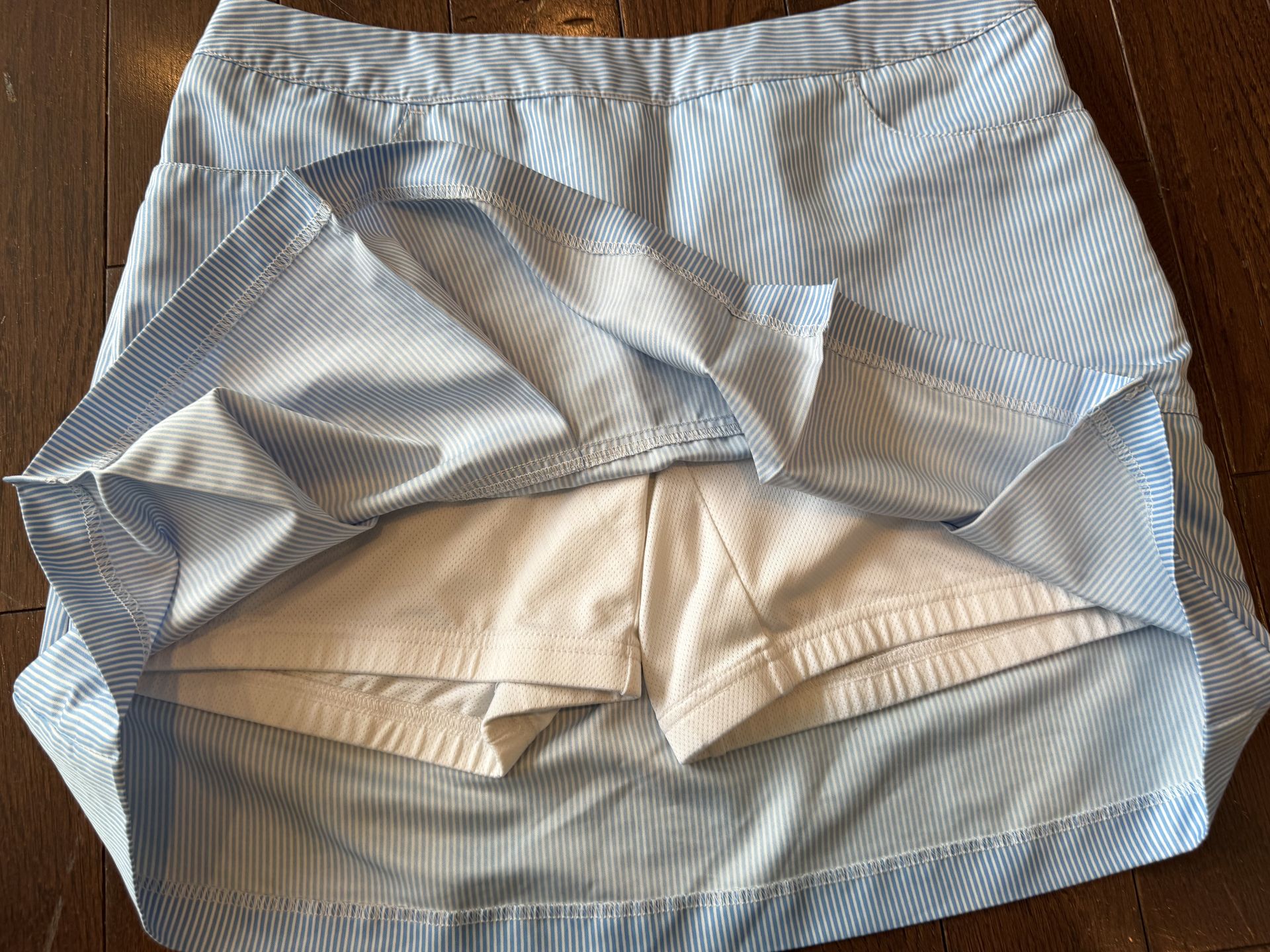 Women's Adidas Size 4 Blue & White Stripe Pleated Skort - photo 2