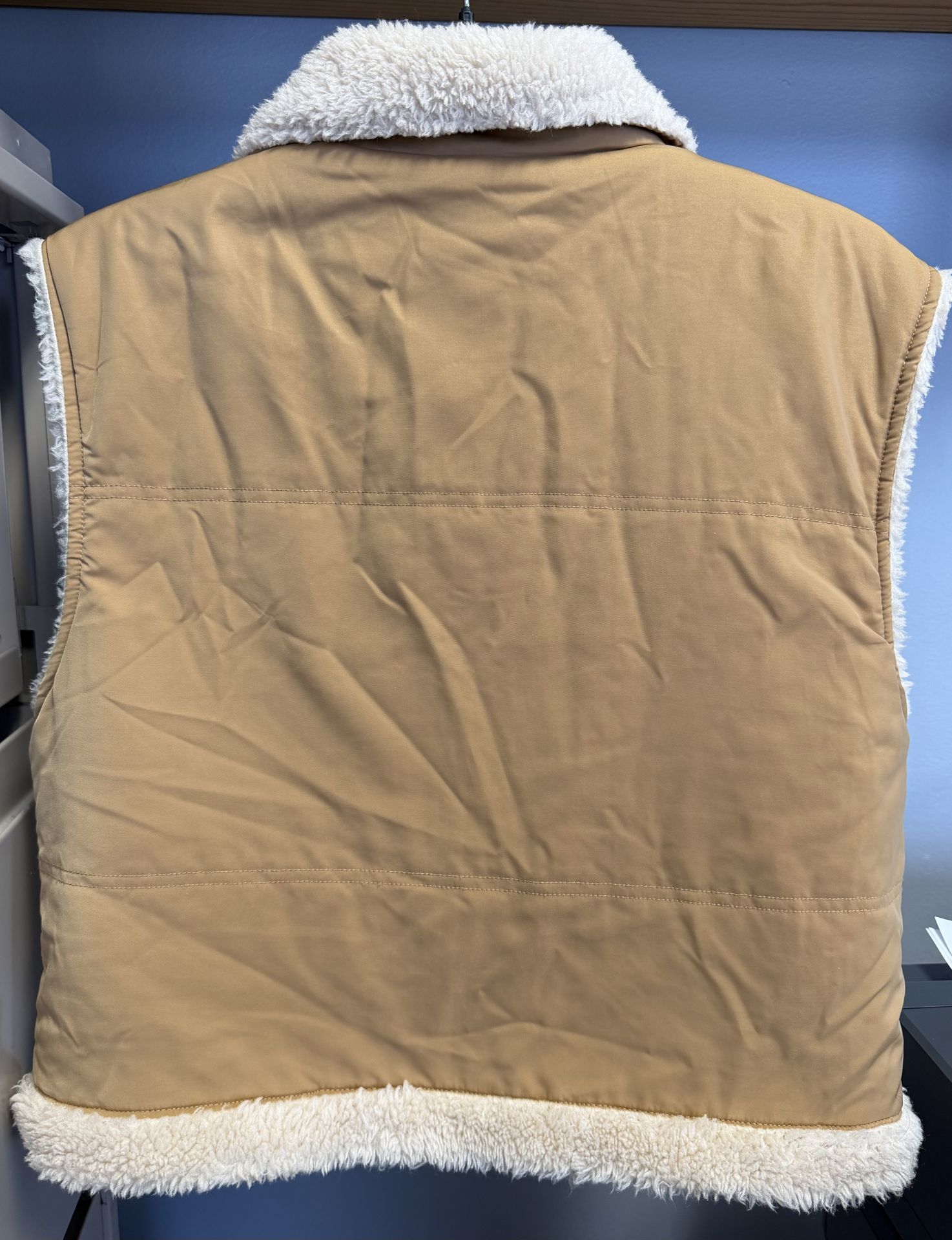Elodie Retro Faux Shearling Lined Camel Vest XS $35 - photo 4