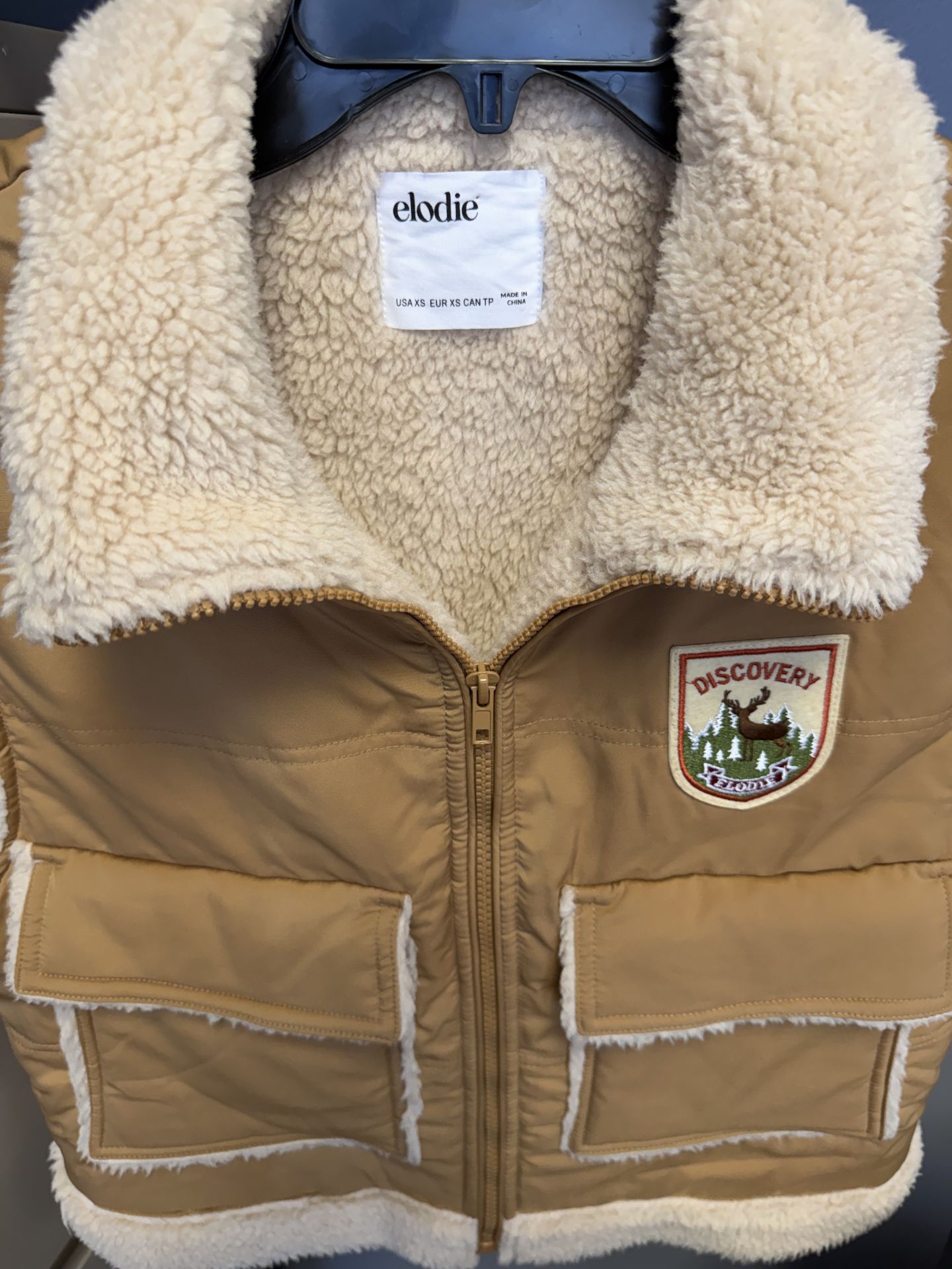 Elodie Retro Faux Shearling Lined Camel Vest XS $35 - photo 5
