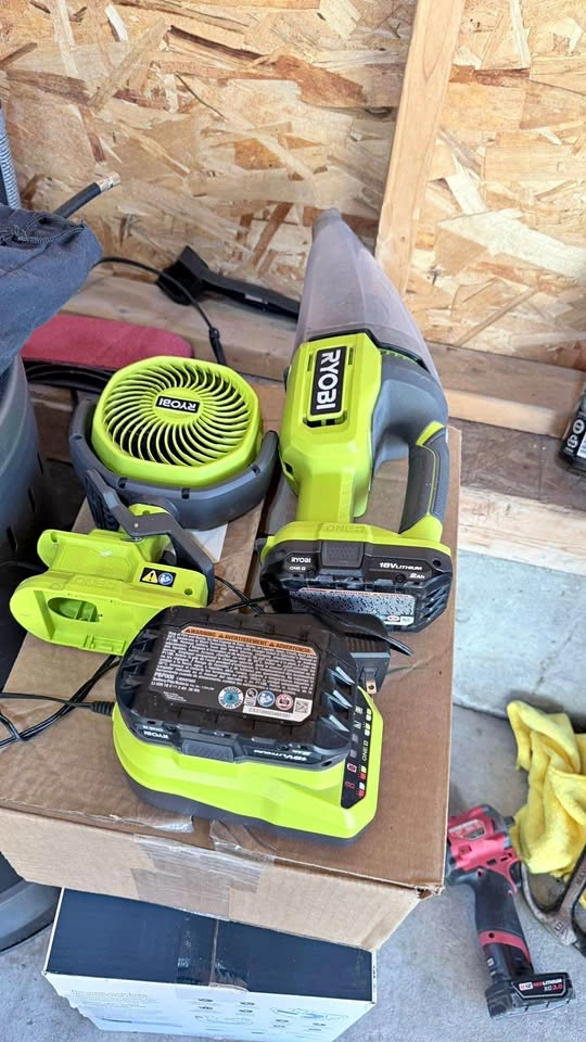 Ryobi ONE+ Hand Vac, Portable Fan, Battery & Charger