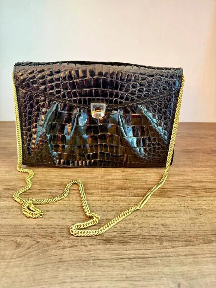 Vintage Italian Crocodile Leather Evening Bag