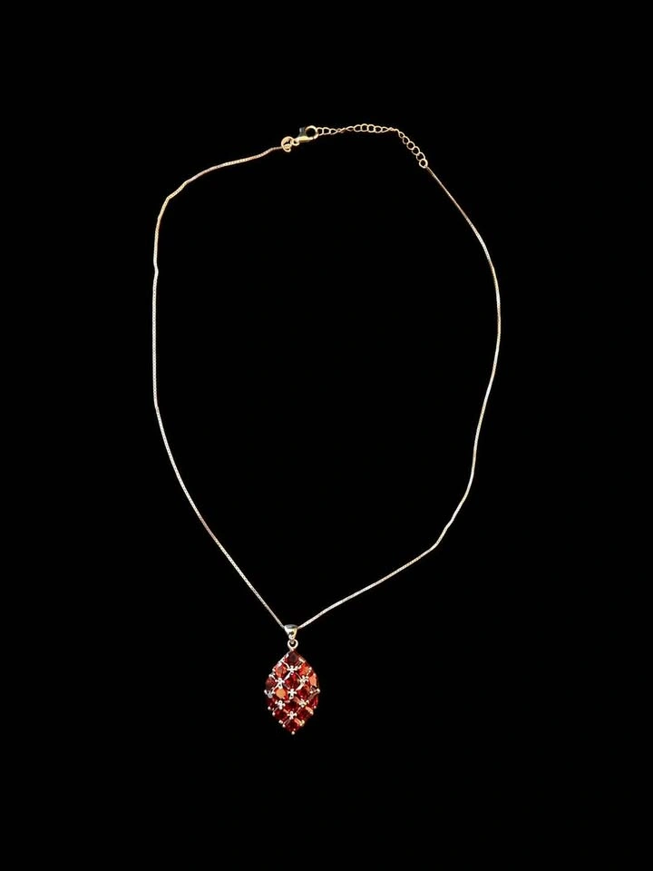 Garnet Cluster Pendant Necklace in Sterling Silver - photo 4
