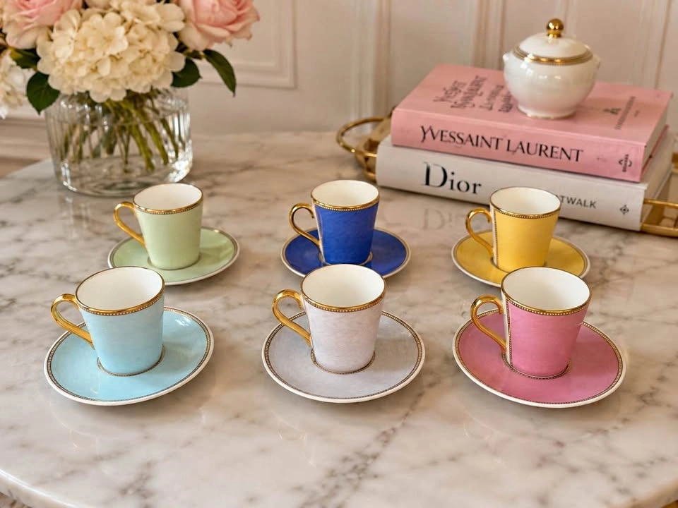 Luxury Pastel Fine Bone China Espresso / Demitasse Set